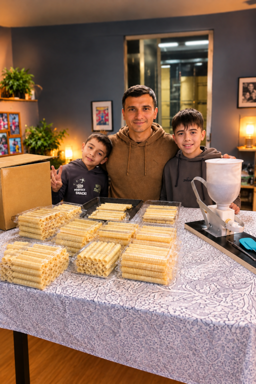 Preparación artesanal de cuchuflís con manjar
